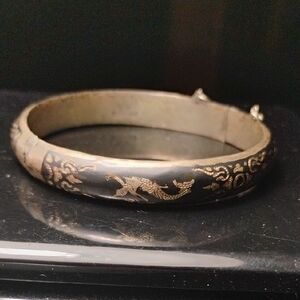 Vintage Siam bracelet with inlaid Thai Motifs Exquisite!